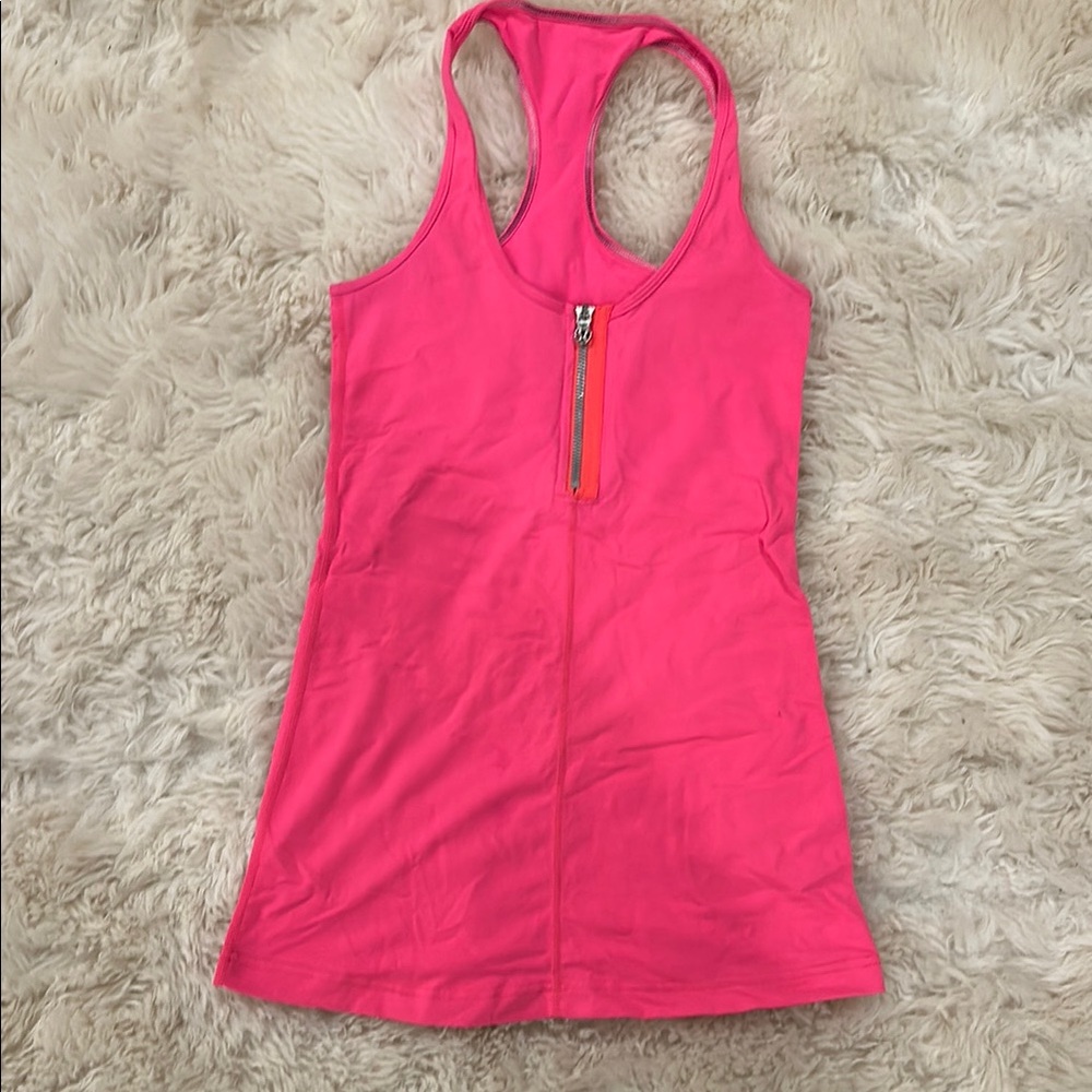 Lululemon Athletica Pink Fitted Zippered Tank Top